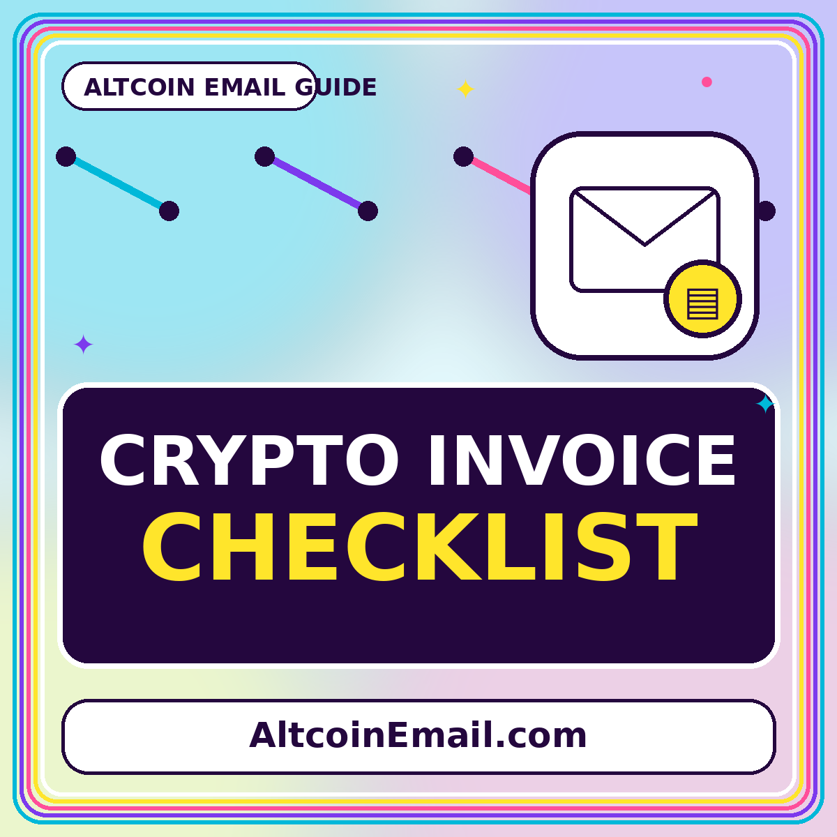 Neon typography card reading Crypto Invoice Checklist