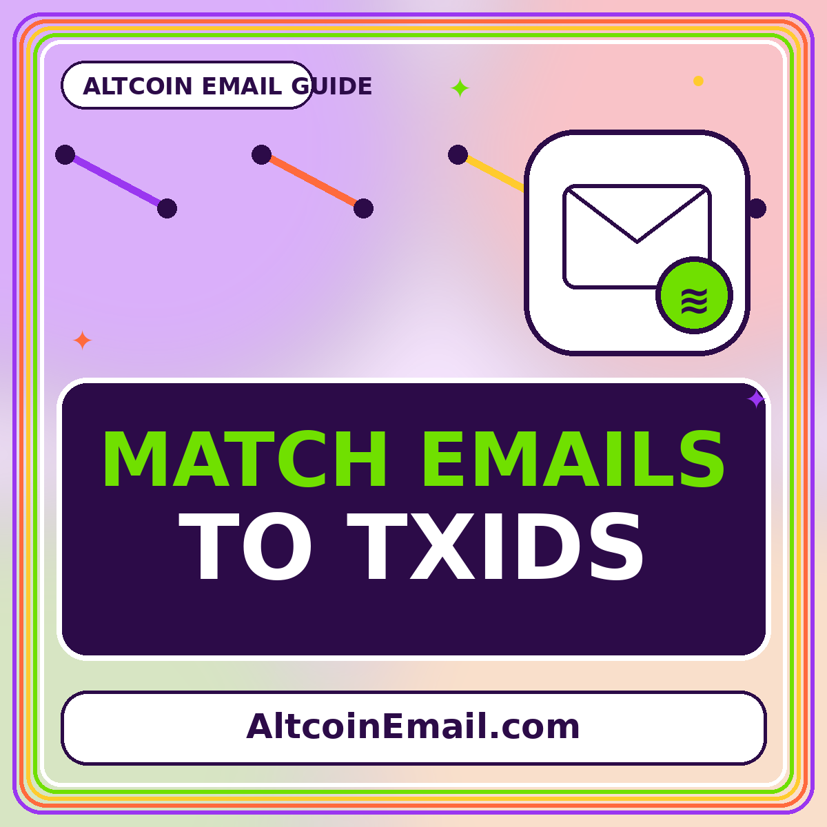 Neon typography card reading Match Emails to TXIDs