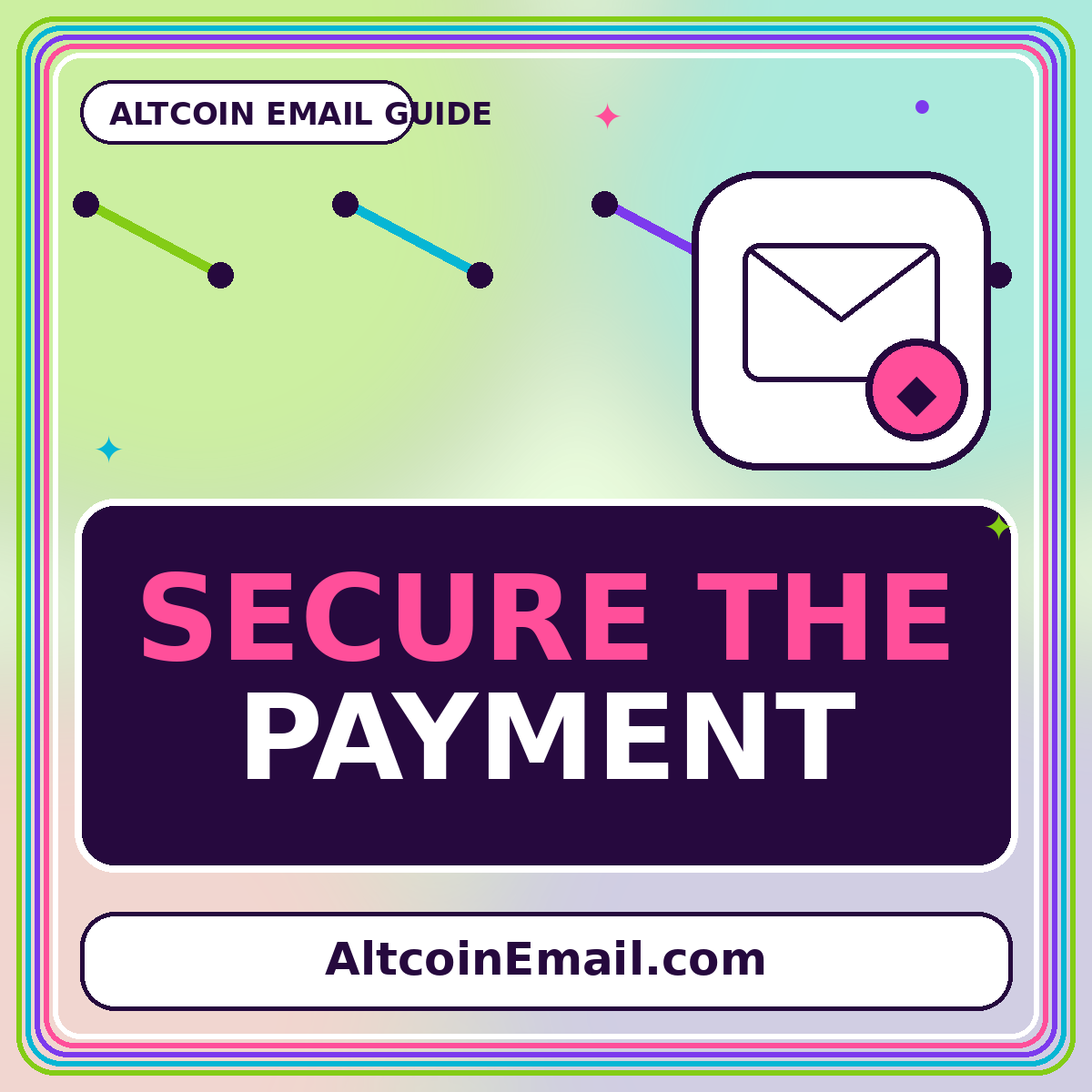 Neon typography card reading Secure the Payment