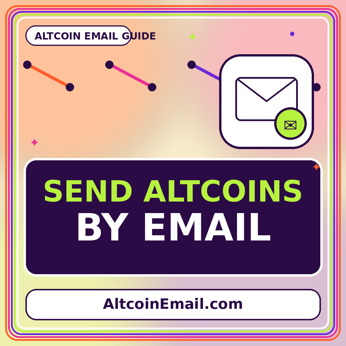 Neon typography card reading Send Altcoins by Email